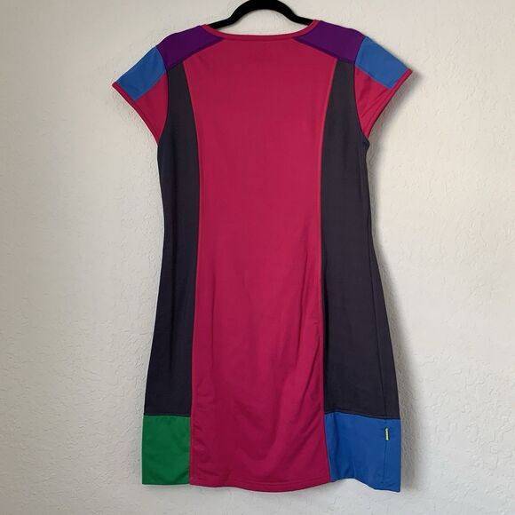Title Nine Gidget Dress Size M Pink Colorblock Stretch Athletic Active Golf Bike - Picture 3 of 10